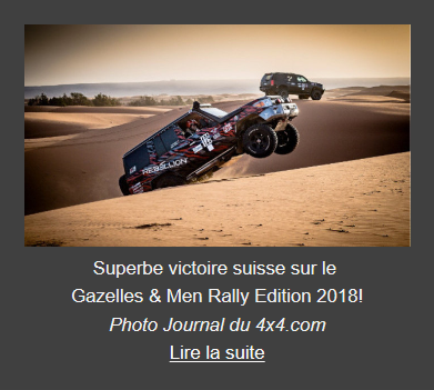 victoire suisse sur le  Gazelles & Men Rally Edition 2018!